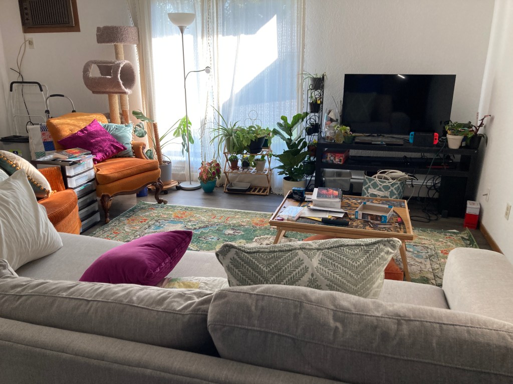 rearranged living room